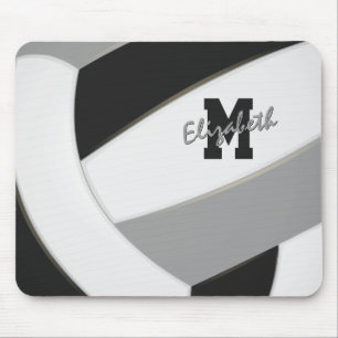 Schwarze graue Teamfarben personalisierte Volleyba Mousepad