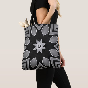 Schwarze, graue und weiße Blume Tasche
