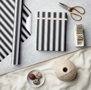 schwarze, graue und weiße Streifen Geschenkpapier