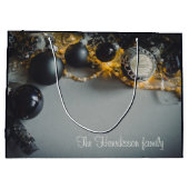 Schwarze graue Weihnachtsschmuck mit Garlands Große Geschenktüte (Rückseite)