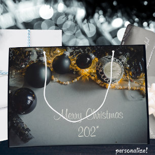 Schwarze graue Weihnachtsschmuck mit Garlands Große Geschenktüte