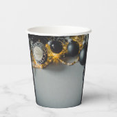 Schwarze graue Weihnachtsschmuck mit Garlands Pappbecher (Rückseite)