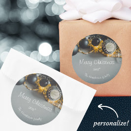 Schwarze graue Weihnachtsschmuck mit Garlands Runder Aufkleber