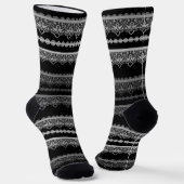 schwarze, graue, weiße und schwarze Spitze auf sch Socken (Gewinkelt)