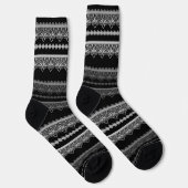 schwarze, graue, weiße und schwarze Spitze auf sch Socken (Rechts)