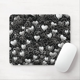 SCHWARZE GRAUE WEISSE VALENTINSTAG-HERZEN MOUSEPAD