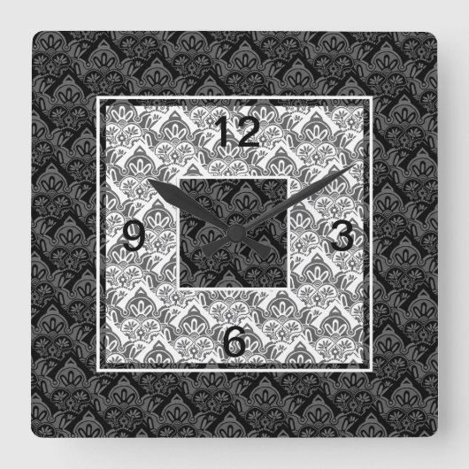Schwarze, graue, weiße Wall-Uhr Quadratische Wanduhr (Vorderseite)