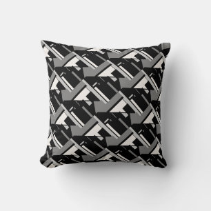 Schwarze Graue Weißliche Diagonale Große Kunstflie Kissen
