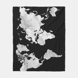 Schwarze graue Weltkarte des Entwurfs 70 Fleecedecke