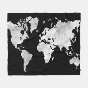 Schwarze graue Weltkarte des Entwurfs 70 Fleecedecke