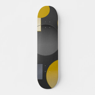 SCHWARZE, GrauGELBE GEOMETRISCHE FORMEN Skateboard