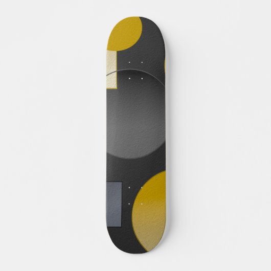 SCHWARZE, GrauGELBE GEOMETRISCHE FORMEN Skateboard (Vorne)