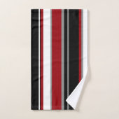 Schwarze, graurote und weiße Streifen Badhandtuch Set (Handtuch)