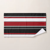 Schwarze, graurote und weiße Streifen Badhandtuch Set (Handtuch)