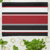 Schwarze, graurote und weiße Streifen Geschirrtuch (Gefaltet)