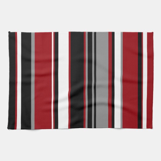 Schwarze, graurote und weiße Streifen Geschirrtuch (Horizontal)