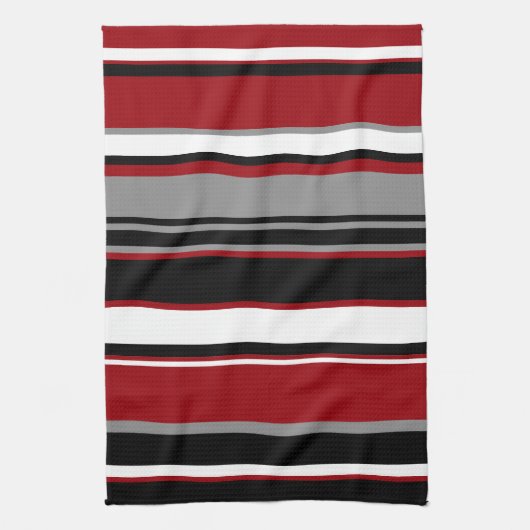 Schwarze, graurote und weiße Streifen Geschirrtuch (Vertikal)