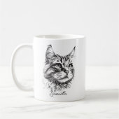 Schwarze Gravur Cat Head Sketch Kunst Kaffeetasse (Links)