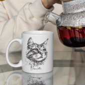 Schwarze Gravur Cat Head Sketch Kunst Kaffeetasse