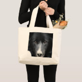 Schwarze Grenzcollie-Gesichts-HundeTaschen-Tasche Jumbo Stoffbeutel (Vorderseite (Produkt))