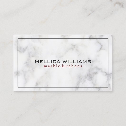 Schwarze Grenze aus weißem Marmor Visitenkarte (Vorderseite)