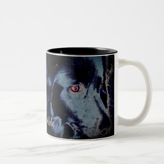Schwarze Grenze Collie Dog Personalisiert Zweifarbige Tasse (Rechts)