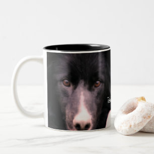 Schwarze Grenze Collie Face Personalisiert Zweifarbige Tasse