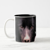 Schwarze Grenze Collie Face Personalisiert Zweifarbige Tasse (Links)