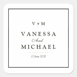 Schwarze Grenze Einmalige Hochzeit Quadratischer Aufkleber