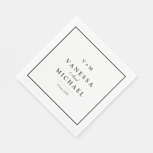 Schwarze Grenze Einmalige Hochzeit Serviette (Ecke)