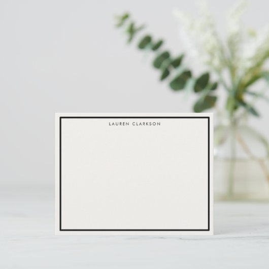 Schwarze Grenze - Elegante Stationery Note Card Einladung (Stehend Vorderseite)