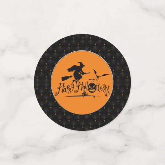 Schwarze Grenze glückliches Halloween Hexe und Fle Konfetti (Klein Vorderseite)