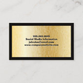 Schwarze Grenze | Gold Natural Lines Visitenkarte (Rückseite)