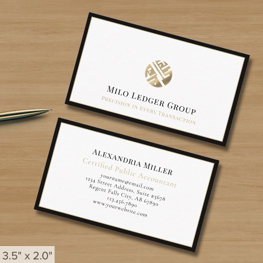 Schwarze Grenze mit Luxus-Logo Visitenkarte