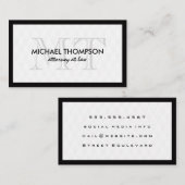 Schwarze Grenze Monogram Elegant Diamond Muster Visitenkarte (Vorne/Hinten)