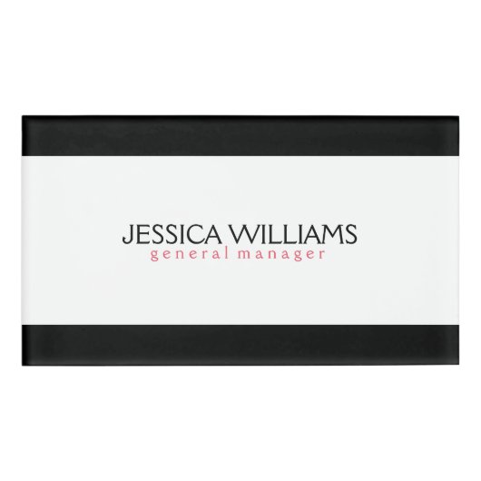 Schwarze Grenze - weißer Hintergrund Namenschild (Vorderseite)