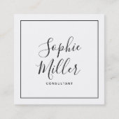 Schwarze Grenzen Kalligrafie Script Social Media Quadratische Visitenkarte (Vorderseite)