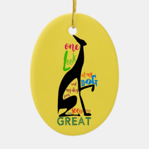 Schwarze Greyhound‑ Keramikornament