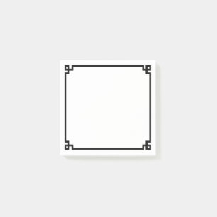 Schwarze griechische Schlüssel-Ornament-Rand Post-it Klebezettel