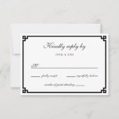 Schwarze griechische Schlüsselgrenze RSVP Karte (Vorderseite)