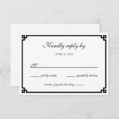 Schwarze griechische Schlüsselgrenze RSVP Karte (Vorne/Hinten)