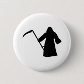 schwarze grimmige Sensenmanntodesikone Button (Vorderseite)