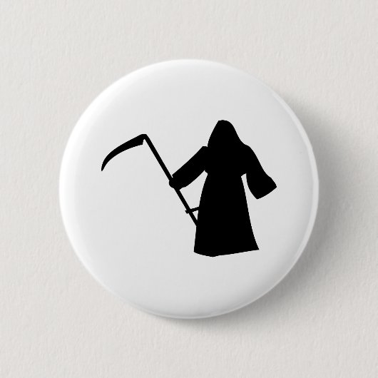 schwarze grimmige Sensenmanntodesikone Button (Vorderseite)