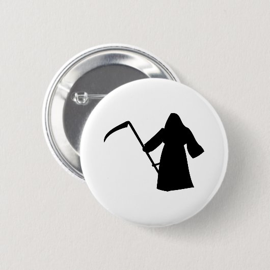 schwarze grimmige Sensenmanntodesikone Button (Vorne & Hinten)