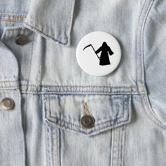 schwarze grimmige Sensenmanntodesikone Button (Beispiel)