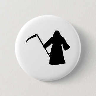 schwarze grimmige Sensenmanntodesikone Button
