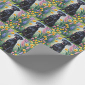 Schwarze, großartige Dog-Frühlingsblumen Malerei Geschenkpapier (Ecke)
