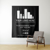 Schwarze große Logos und Hintergrund der sozialen Wandteppich (Beispiel)