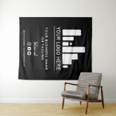 Schwarze große Logos und Hintergrund der sozialen Wandteppich (Beispiel (Horizontal))