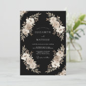 Schwarze große Winterhochzeit Einladung (Stehend Vorderseite)